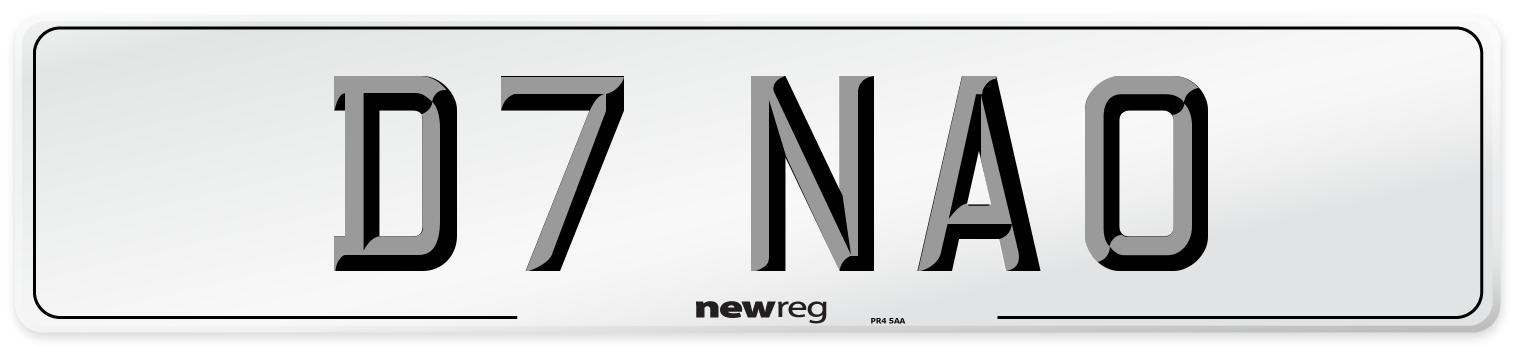 D7 NAO Number Plate from New Reg